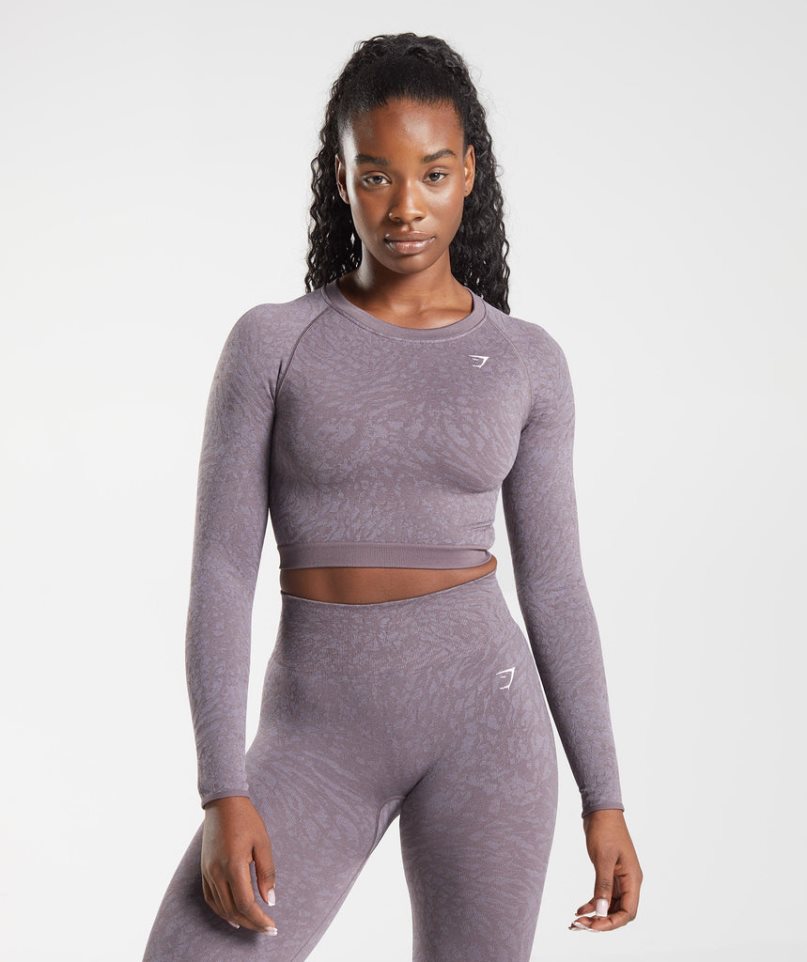 Przycięte Topy Gymshark Adapt Animal Seamless Koronkowe Up Back Damskie Fioletowe | PL 065MNC